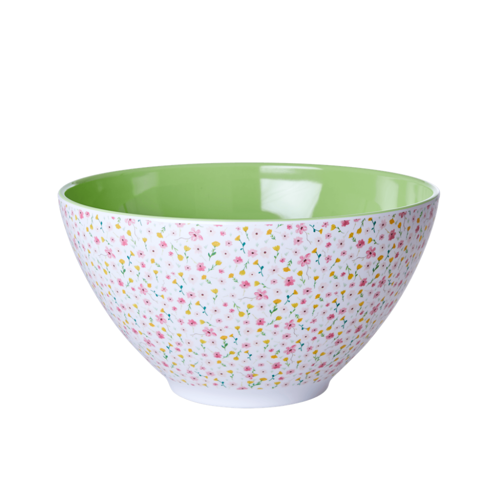 Melamine Salad Bowl White Flower Print by Rice DK